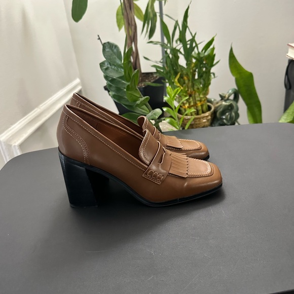 Marc Fisher Medium Brown Loafers with Block Heel - Picture 2 of 5